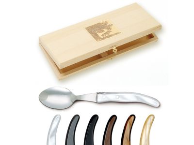Set linguri Claude Dozorme Berlingot cu maner rasina mix gri - maro, 6 piese, cutie lemn fag