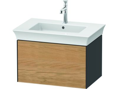 Set mobilier Duravit White Tulip cu lavoar 75cm, baterie lavoar M  si dulap baza cu 1 sertar, Natural Oak Solid