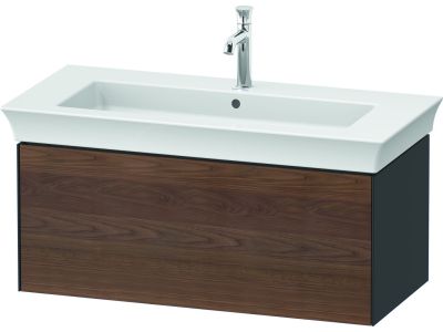 Dulap baza Duravit White Tulip cu 1 sertar, pentru lavoar 105cm, American Walnut Solid Wood