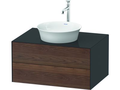 Dulap baza Duravit White Tulip cu 2 sertare, pentru lavoar tip bol, 80cm, American Walnut Solid Wood
