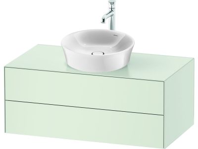 Set mobilier Duravit White Tulip cu lavoar 50cm, baterie lavoar XL  si dulap baza 100cm cu 2 sertare, White Satin Matt Lacquer