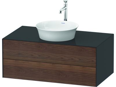 Dulap baza Duravit White Tulip cu 2 sertare, pentru lavoar tip bol, 100cm, American Walnut Solid Wood