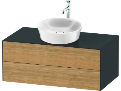 Set mobilier Duravit White Tulip cu lavoar 50cm, baterie lavoar XL  si dulap baza 100cm cu 2 sertare, Natural Oak Solid