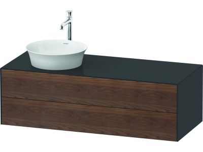 Dulap baza Duravit White Tulip cu 2 sertare, pentru lavoar tip bol, 130cm, American Walnut Solid Wood