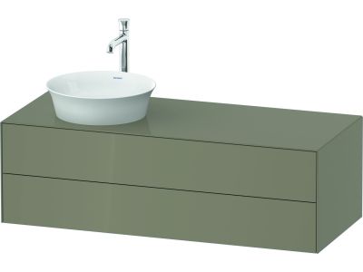 Dulap baza Duravit White Tulip cu 2 sertare, pentru lavoar tip bol, 130cm, Stone Grey High Gloss