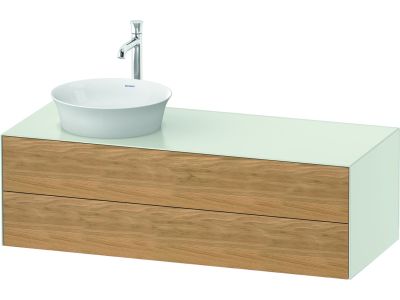 Dulap baza Duravit White Tulip cu 2 sertare, pentru lavoar tip bol, 130cm, Oak - White Satin Matt Lacquer