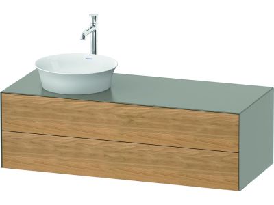 Dulap baza Duravit White Tulip cu 2 sertare, pentru lavoar tip bol, 130cm, Stone Grey Satin Matt Lacquer