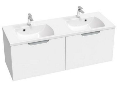 Dulap baza pentru lavoar dublu Ravak SD Classic II 1300 cu 2 sertare, 130cm, alb-gri