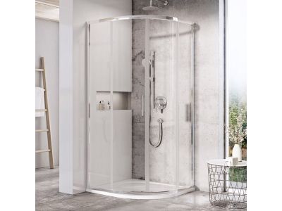 Cabina de dus semirotunda Ravak Blix Slim BLSCP4 90x90cm, crom lucios