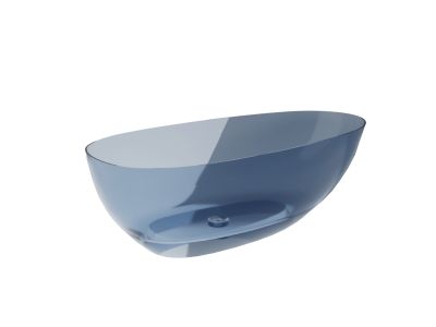 Cada freestanding Besco Xara 160x75cm, ResiCast, transparenta, sifon click-clack crom, Blue Wave