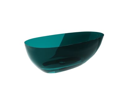 Cada freestanding Besco Xara 160x75cm, ResiCast, transparenta, sifon click-clack crom, Ocean Breeze