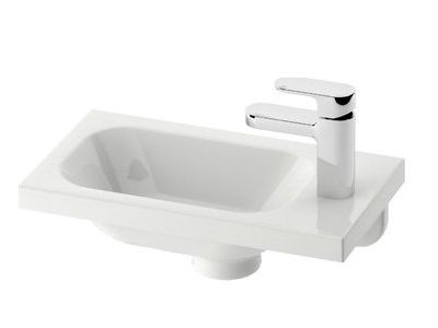 Lavoar asimetric Ravak Concept Chrome 40x22cm, dreapta, montare pe mobilier, alb