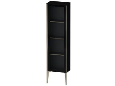 Dulap suspendat Duravit XViu 133x40cm negru lucios si cadru champagne mat cu o usa de sticla deschidere stanga