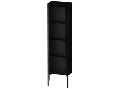 Dulap suspendat Duravit XViu 133x40cm negru lucios si cadru negru mat cu o usa de sticla deschidere stanga