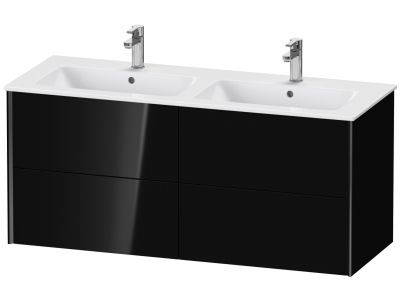 Dulap baza Duravit XViu 128x48cm, patru sertare cu tehnologie Tip-On, negru lucios cu margini negru mat