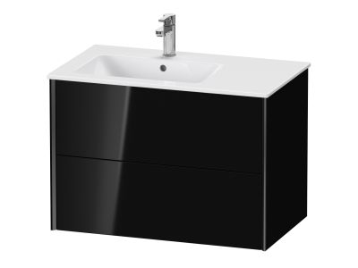 Dulap baza Duravit XViu 81x48cm, doua sertare cu tehnologie Tip-On, negru lucios cu margini negru mat