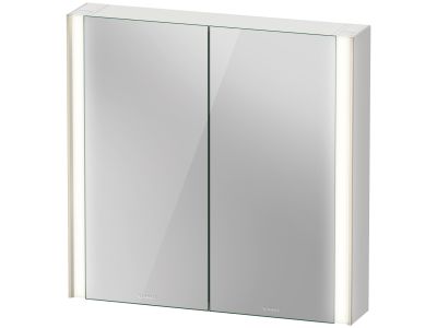 Dulap cu oglinda Duravit XViu cu iluminare LED 82x80cm, cu doua usi si doua rafturi de sticla, margini champagne mat