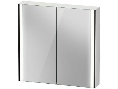 Dulap cu oglinda Duravit XViu cu iluminare LED 82x80cm, cu doua usi si doua rafturi de sticla, margini negru mat
