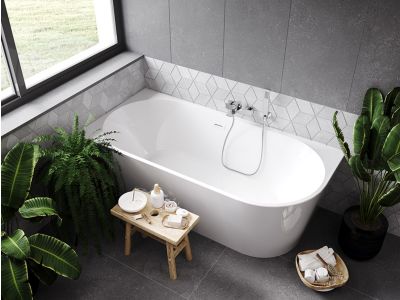 Cada de colt freestanding Besco Zoya 170x80cm, orientare stanga