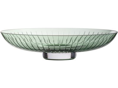 Bol decorativ Zwiesel Glas Signum, design Bernadotte & Kylberg, handmade, 34cm, verde fumuriu