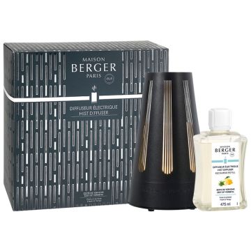 Difuzor ultrasonic parfum Maison Berger Amphora Noir + parfum Zeste de Verveine 475ml