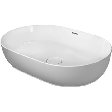 Lavoar tip bol Duravit Luv 60x40cm, fara orificiu baterie, fara preaplin, montare pe blat