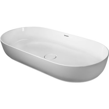 Lavoar tip bol Duravit Luv 80x40cm, fara orificiu baterie, fara preaplin, montare pe blat