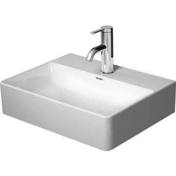 Lavoar Duravit DuraSquare 45x35 cm, fara preaplin, cu capac ceramic pentru ventil inclus si finisaj suplimentar