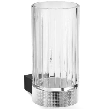 Pahar cu suport de perete Decor Walther Club WMG, 12.5cm, cristal fatetat, negru mat-crom