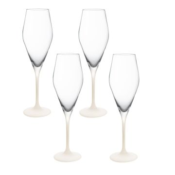 Set 4 pahare sampanie Villeroy & Boch Manufacture Rock Blanc Flute, 260 ml