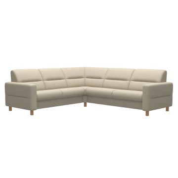 Canapea de colt Stressless Fiona, 235x235cm, picioare lemn Oak stain, tapiterie piele Batick Cream