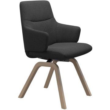 Scaun Stressless Mint v2 L Low D200 cu brate, Balance&Glide, cadru natur, tapiterie textil Calido Dark Grey