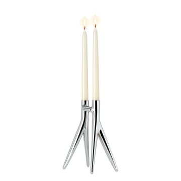 Suport lumanari Kartell Abbracciaio design Philippe Starck & Ambroise Maggiar, h 25cm, argintiu lucios