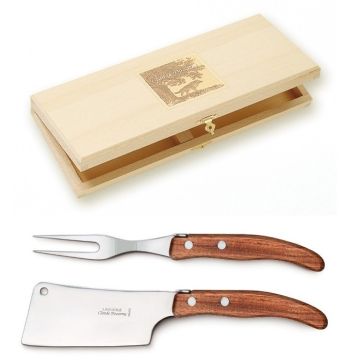 Set cutite branzeturi Claude Dozorme Berlingot, maner lemn exotic, 2 piese, cutie lemn fag
