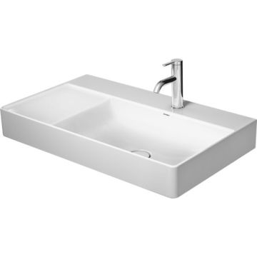 Lavoar Duravit DuraSquare 80x47 cm cuva dreapta, fara preaplin, cu capac ceramic pentru ventil inclus si finisaj suplimentar