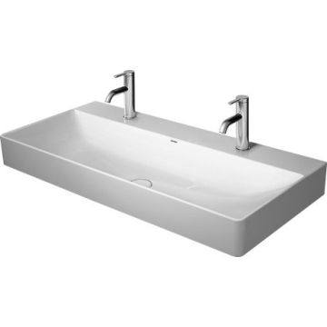 Lavoar dublu Duravit DuraSquare 100cm, fara preaplin, cu capac ceramic pentru ventil inclus si finisaj suplimentar