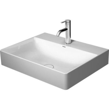 Lavoar Duravit DuraSquare 60x47cm, fara preaplin, cu capac ceramic pentru ventil inclus, alb