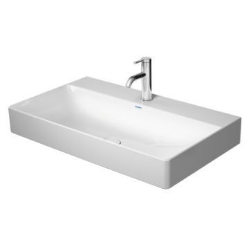 Lavoar Duravit DuraSquare 80x47 cm, fara preaplin, ventil fix cu capac ceramic, finisaj suplimentar