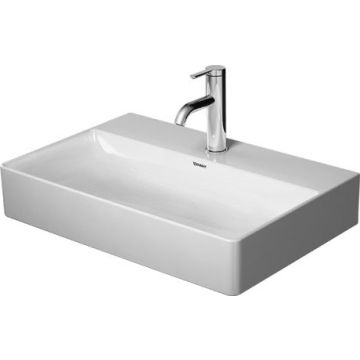 Lavoar Duravit DuraSquare Compact, 60x40cm, fara preaplin, montare pe mobilier, cu capac ceramic pentru ventil inclus, alb