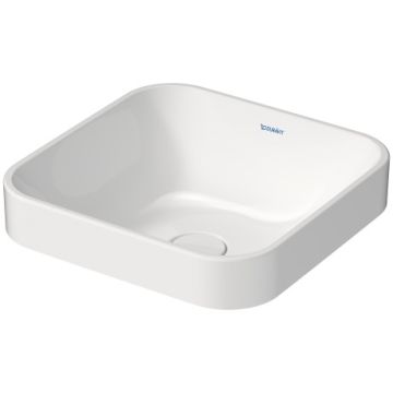 Lavoar tip bol Duravit Happy D.2 Plus 40x40cm, cu capac ceramic pentru ventil inclus, alb