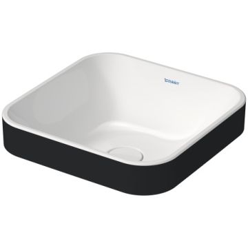 Lavoar tip bol Duravit Happy D.2 Plus 40x40cm, cu capac ceramic pentru ventil inclus, alb-antracit mat