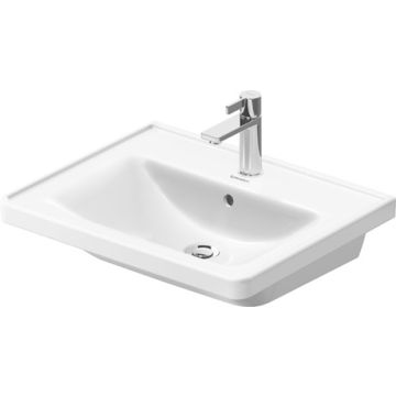 Lavoar Duravit D-Neo 60x48cm, WonderGliss, montare pe mobilier, finisaj suplimentar, alb