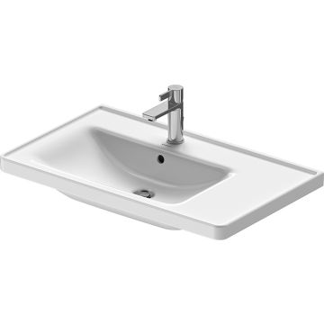 Lavoar asimetric Duravit D-Neo 80cm, montare pe mobilier, orientare stanga, alb