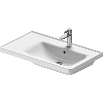 Lavoar asimetric Duravit D-Neo 80cm, montare pe mobilier, orientare dreapta, alb