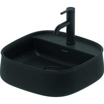 Lavoar Duravit Zencha 42x42cm, cu platforma baterie, montare pe blat, fara preaplin, DuraCeram, antracit mat