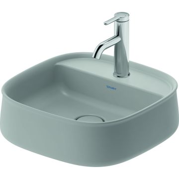 Lavoar Duravit Zencha 42x42cm, cu platforma baterie, montare pe blat, fara preaplin, DuraCeram, gri satin mat