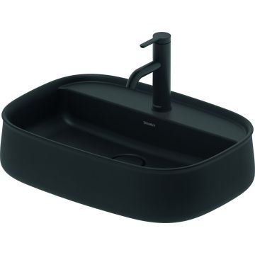 Lavoar Duravit Zencha 55x39cm, cu platforma baterie, montare pe blat, fara preaplin, DuraCeram, antracit mat