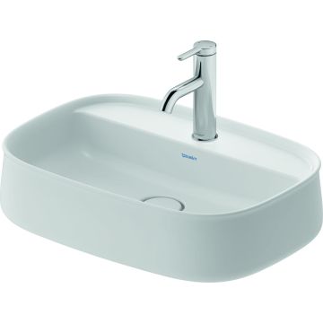 Lavoar Duravit Zencha 55x39cm, cu platforma baterie, montare pe blat, fara preaplin, DuraCeram, alb satin mat