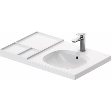 Lavoar Duravit Aurena 80x50cm, HygieneGlaze Plus, montare pe mobilier, orientare dreapta, ventil ceramic inclus, alb