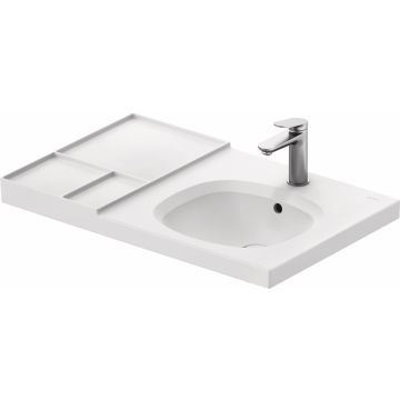 Lavoar Duravit Aurena 80x50cm, HygieneGlaze Plus, montare pe mobilier, orientare dreapta, ventil ceramic inclus, alb mat
